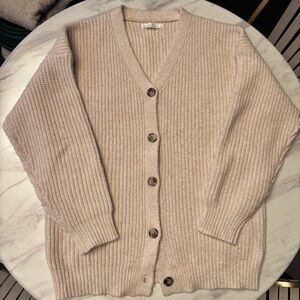 OAK + FORT Chunky Knit Cream V-Neck Button Cardigan